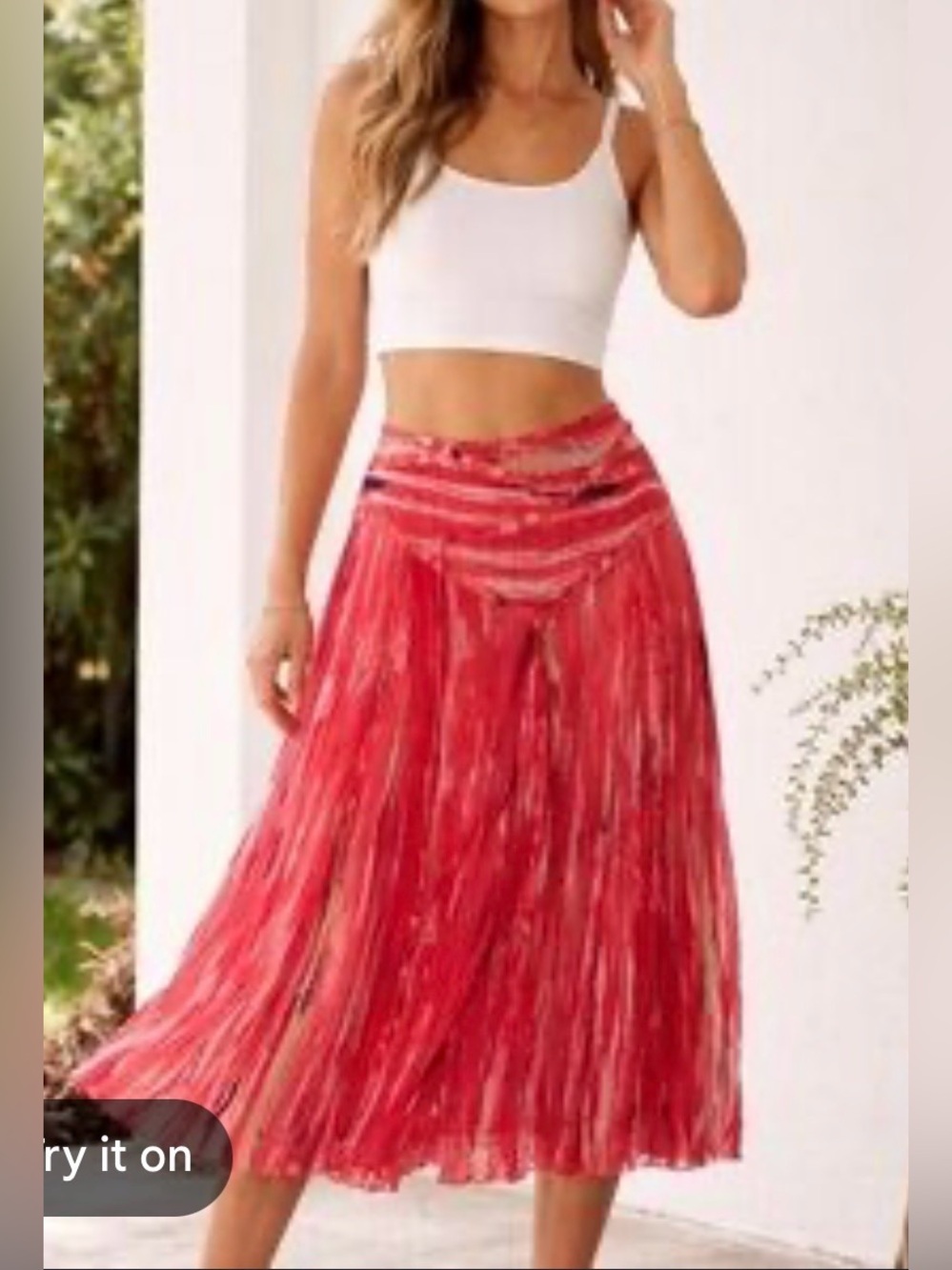 TRIBAL Y2K pleated crinkle ribbon midi skirt-size 12 EUC